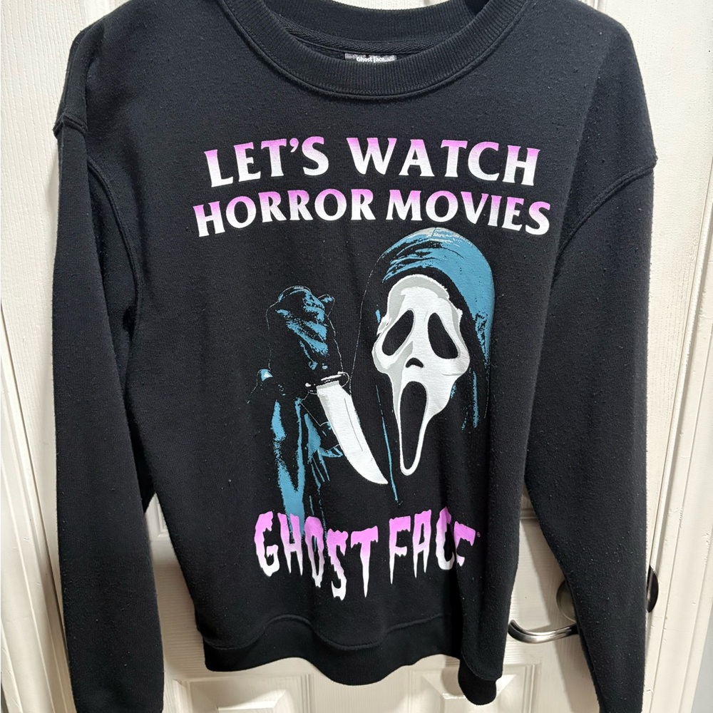 Ghost Face Horror Movie Graphic Sweatshirt Black